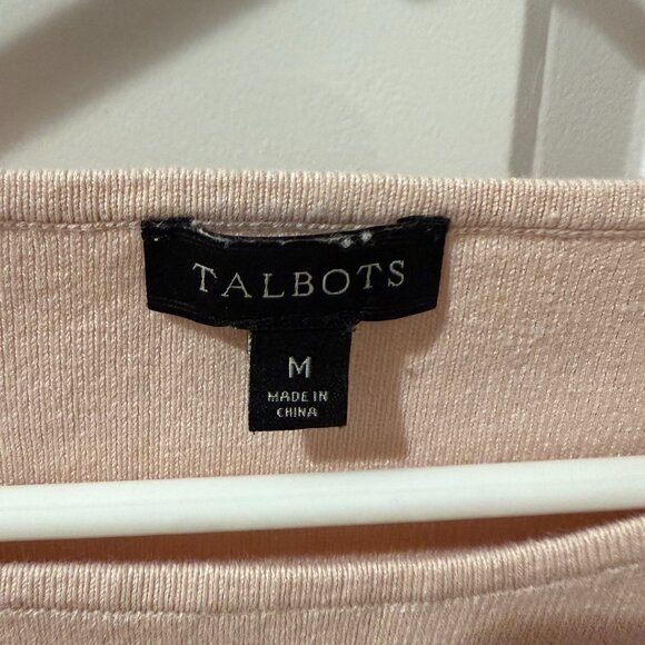 Talbots pink 3/4 sleeve sweater with scallop details, medium - Picture 4 of 5